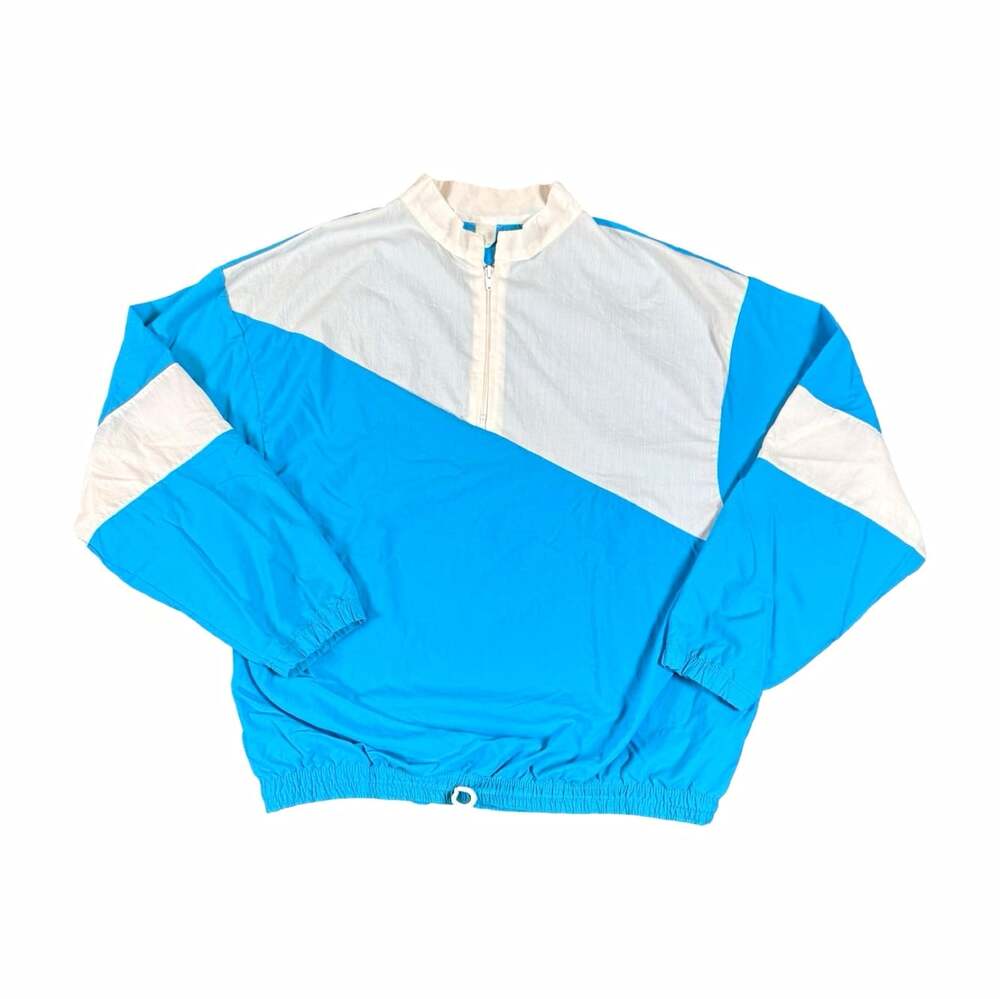 Vintage 70s Lightweight Men’s Colorblock Half Zip Windbreaker Jacket Size XL/L
